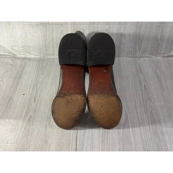 Justin 3133 Leather Roper Cowboy Boots 10.5 D color black USA - Picture 6 of 8